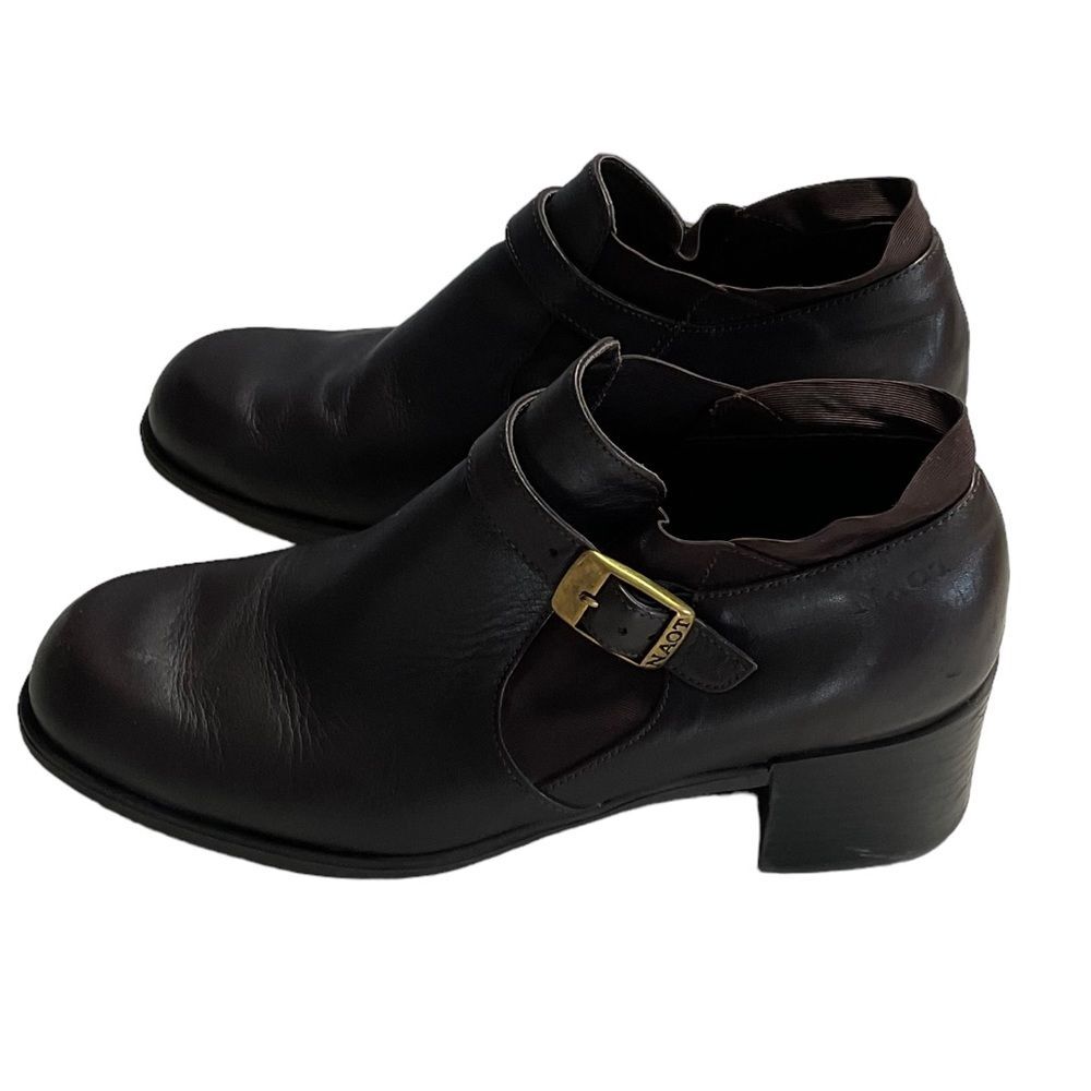 Naot Brown Leather Stacked Heel Slip On Buckle Shoe Ankle Booties Size 40/9